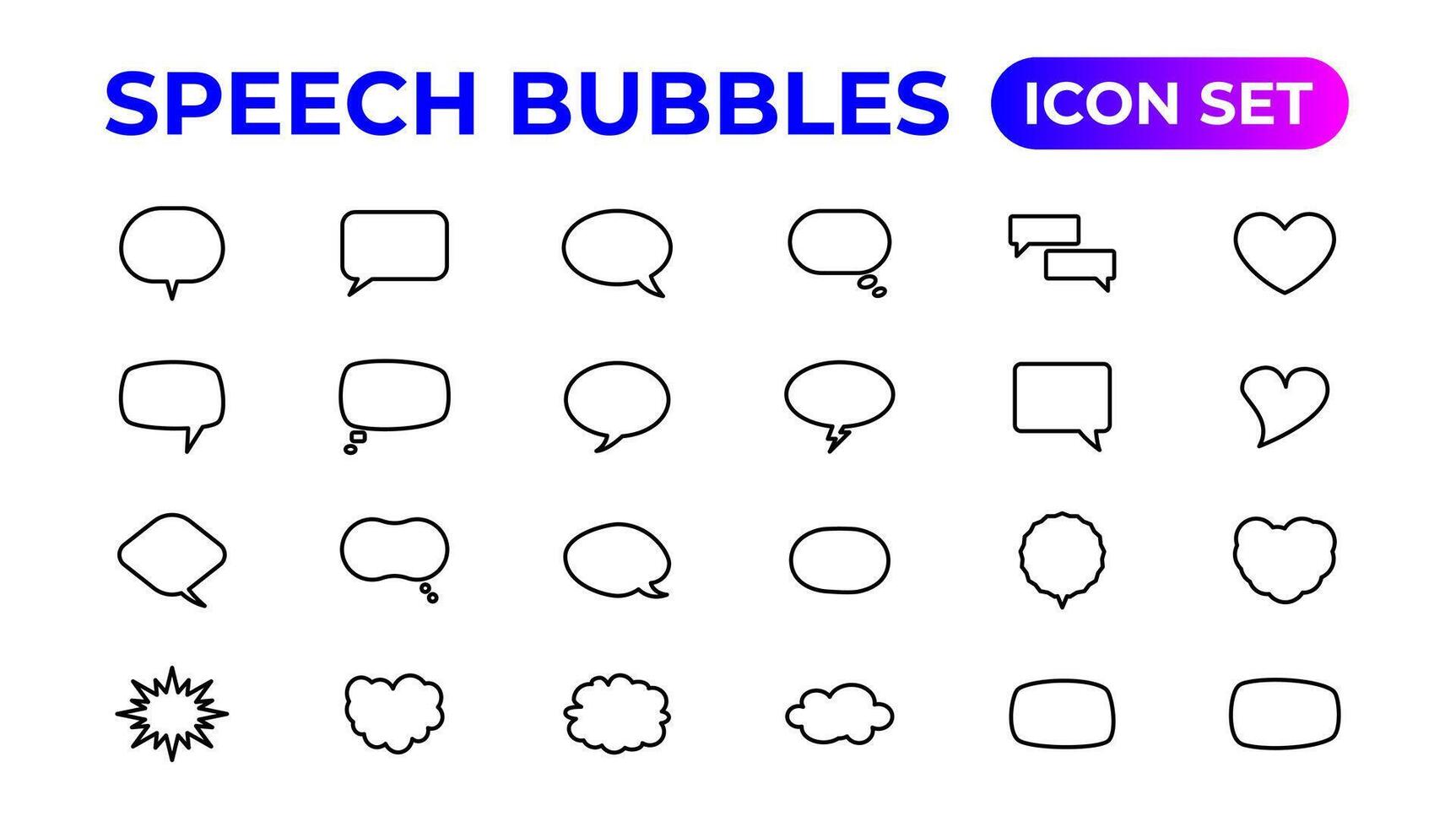 discorso bolle icona impostato.sottile schema icone pacchetto. vettore