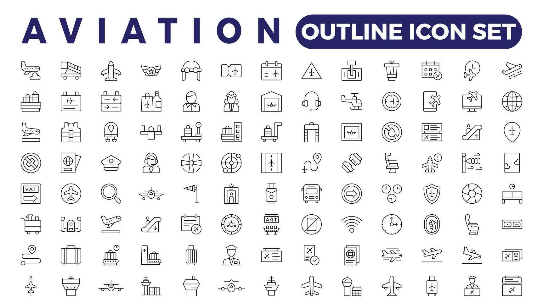 semplice schema impostato di aviazione icone. lineare stile icone imballare vettore