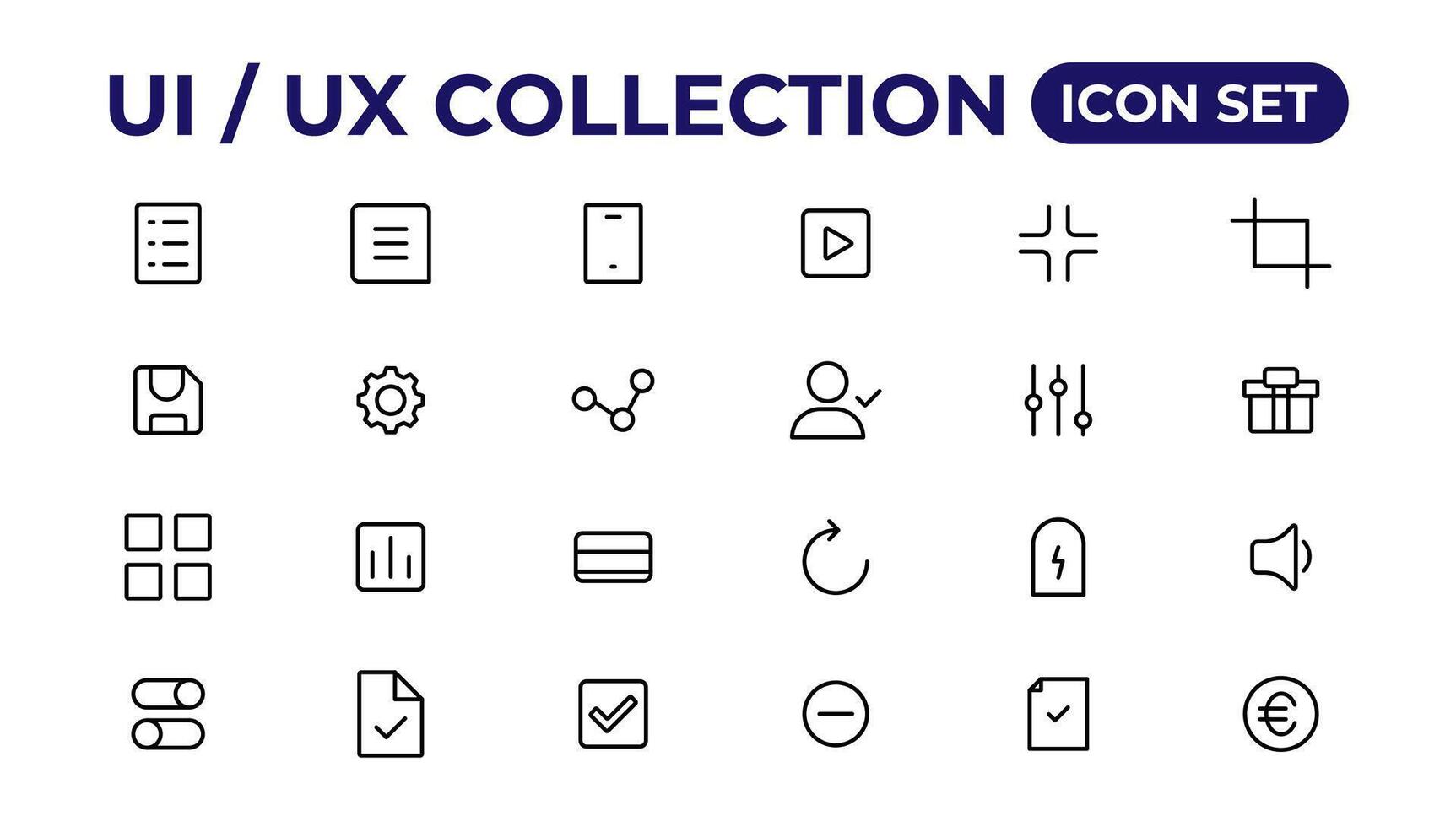 ui UX icona impostare, utente interfaccia iconset collezione. vettore