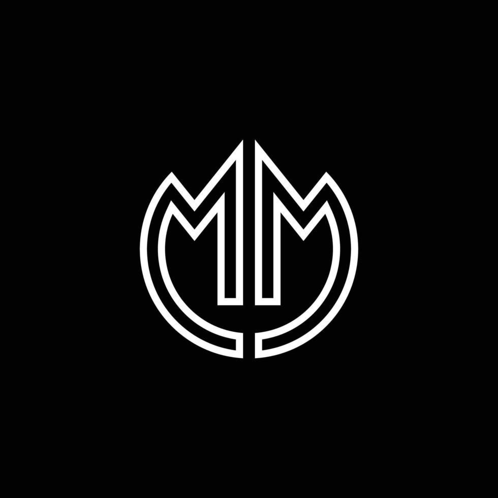 mm monogramma logo cerchio nastro stile modello di progettazione contorno vettore