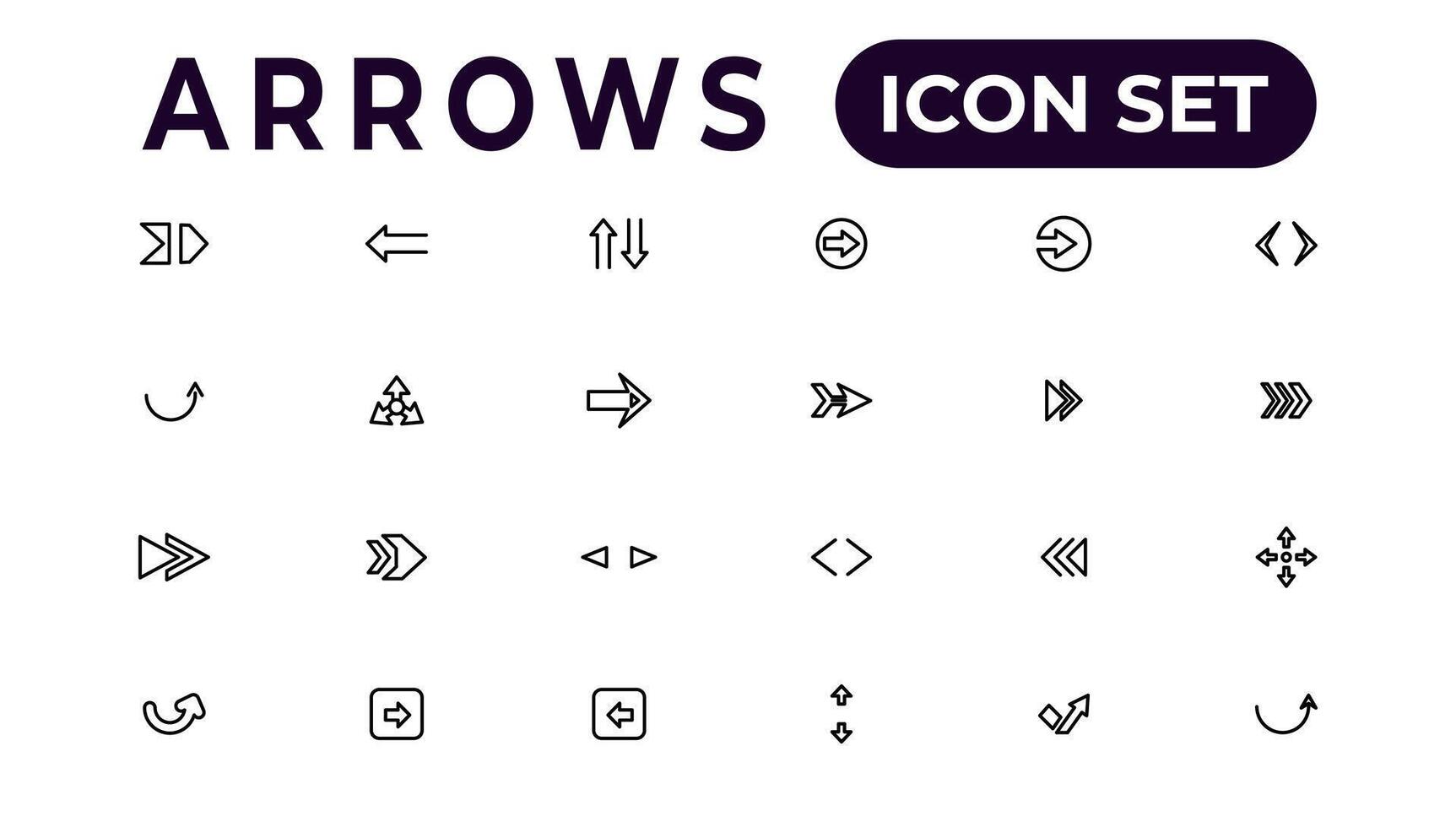 freccia icone impostato di magro linea ragnatela icona impostare, semplice schema icone collezione, pixel Perfetto icone, semplice vettore illustrazione.