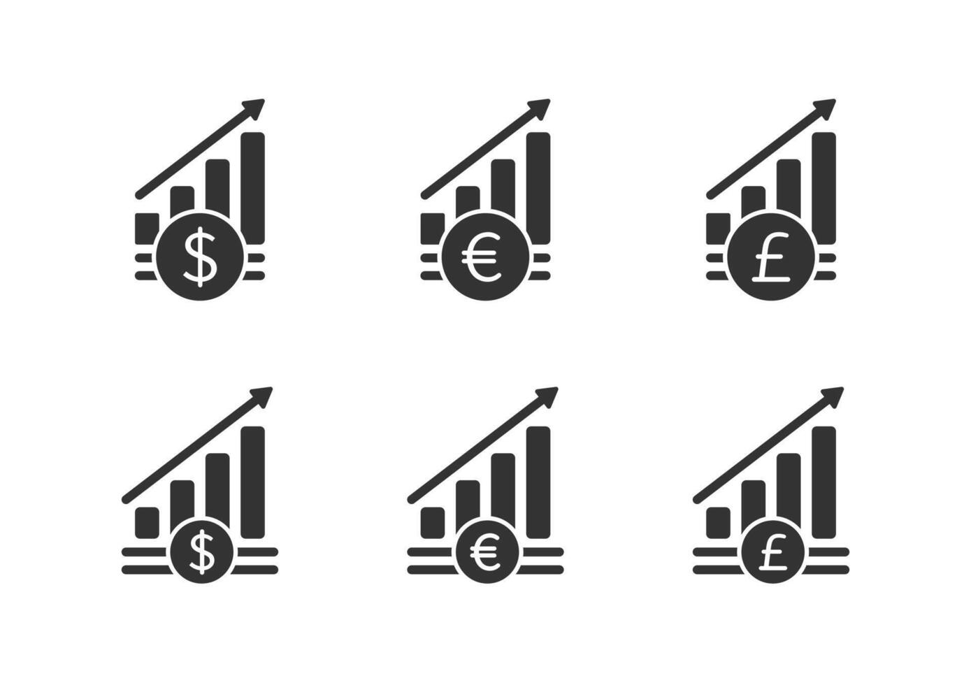 i soldi aumentare simbolo. finanza crescita icona. vettore illustrazione.