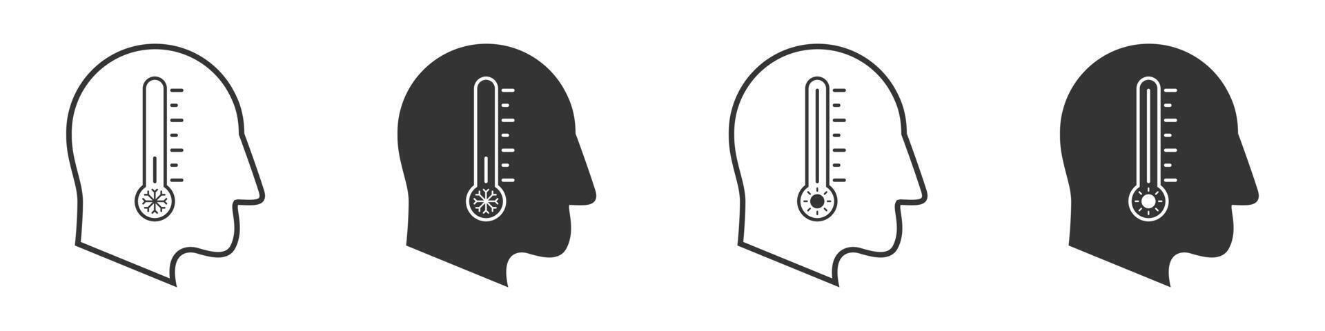 termometro icona nel il umano testa. vettore illustrazione.