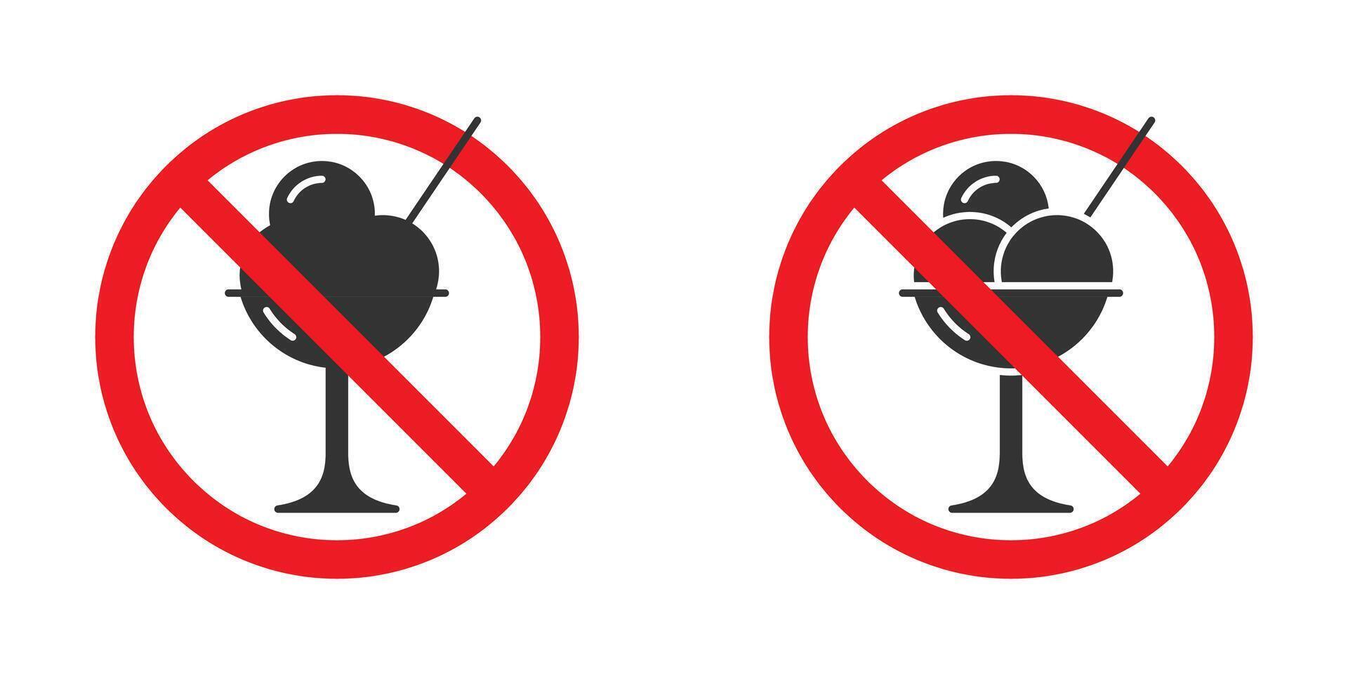 ghiaccio crema proibito cartello. vettore illustrazione.