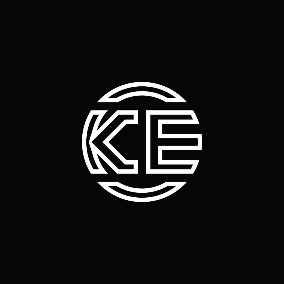 ke logo monogramma con modello di design arrotondato cerchio spazio negativo vettore