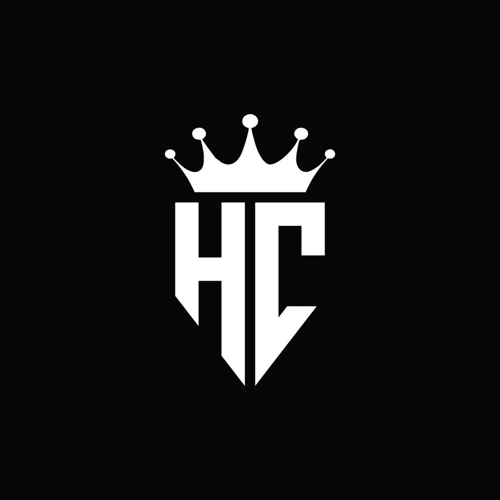 hc logo monogramma stile emblema con modello di design a forma di corona vettore