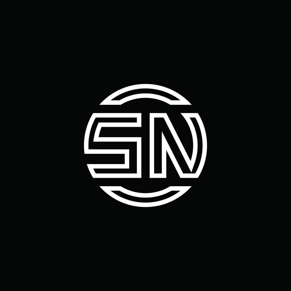 sn logo monogramma con modello di design arrotondato cerchio spazio negativo vettore