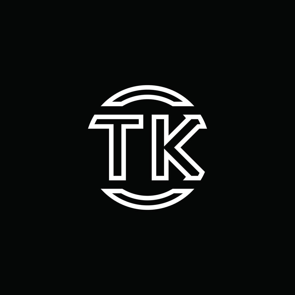 tk logo monogramma con modello di design arrotondato cerchio spazio negativo vettore