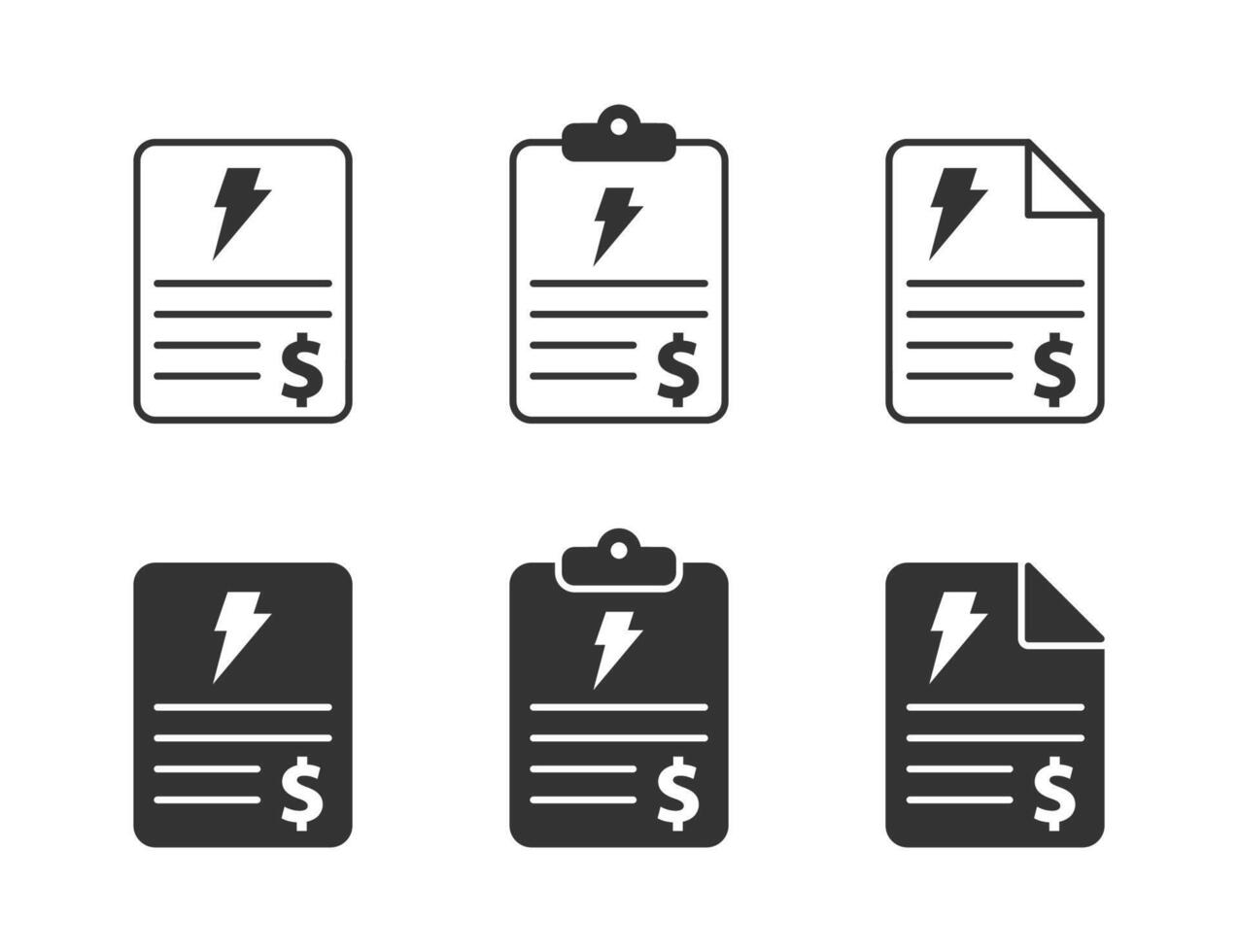 elettricità conto icona impostare. vettore illustrazione.