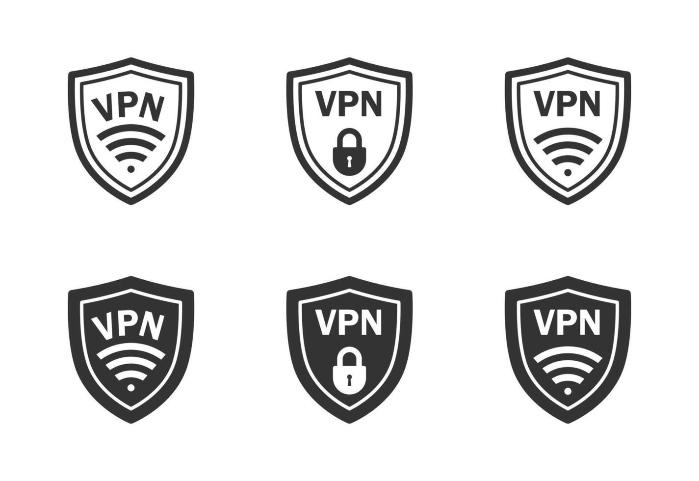 vpn scudo icona impostare. sicuro vpn simbolo. vettore illustrazione.