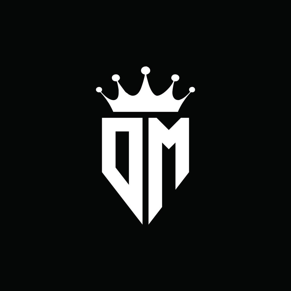 dm logo monogramma stile emblema con modello di design a forma di corona vettore