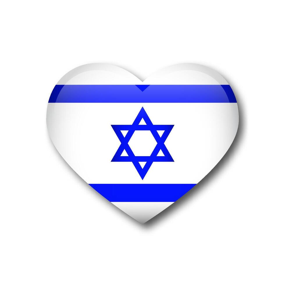 Israele bandiera nel cuore silhouette. a forma di cuore Israele bandiera. vettore illustrazione.