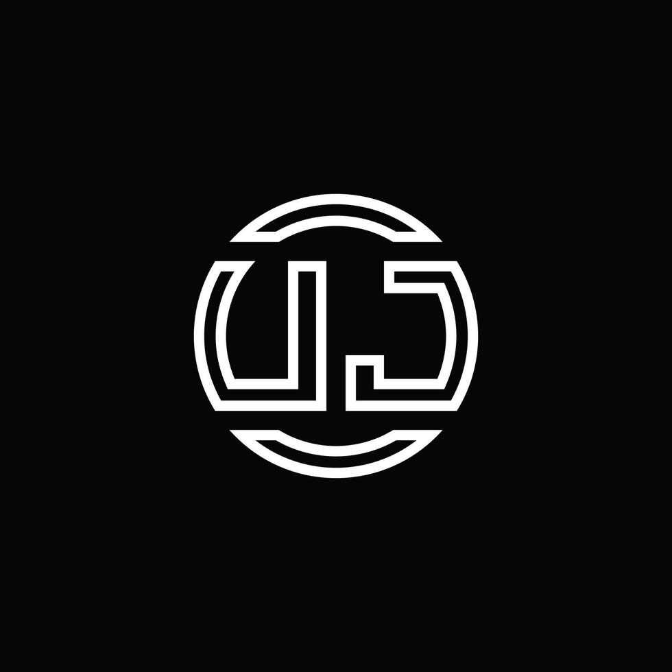 monogramma logo uj con modello di design arrotondato cerchio spazio negativo vettore