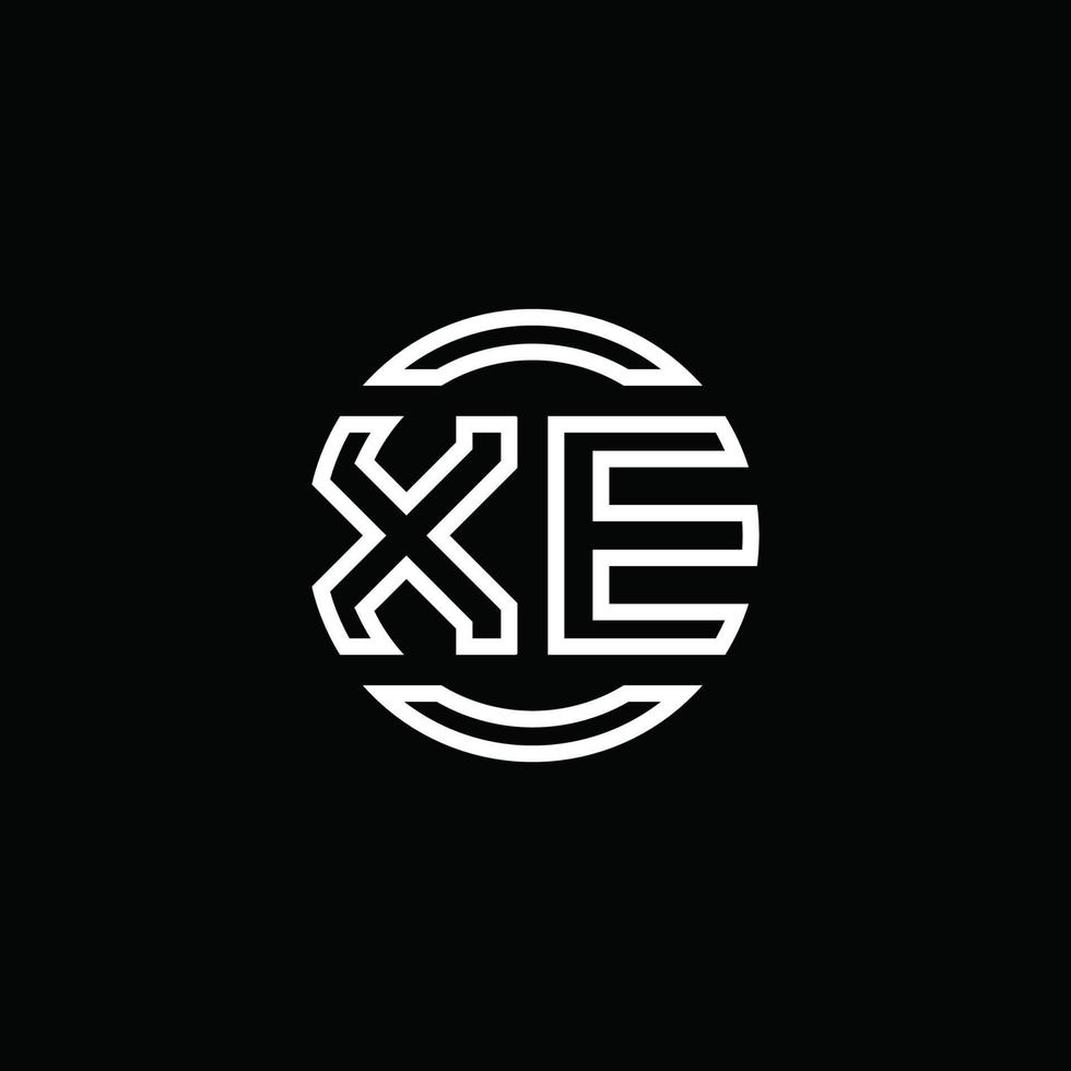 xe logo monogramma con modello di design arrotondato cerchio spazio negativo vettore