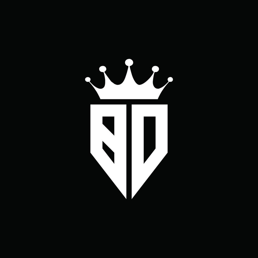 bd logo monogramma stile emblema con modello di design a forma di corona vettore