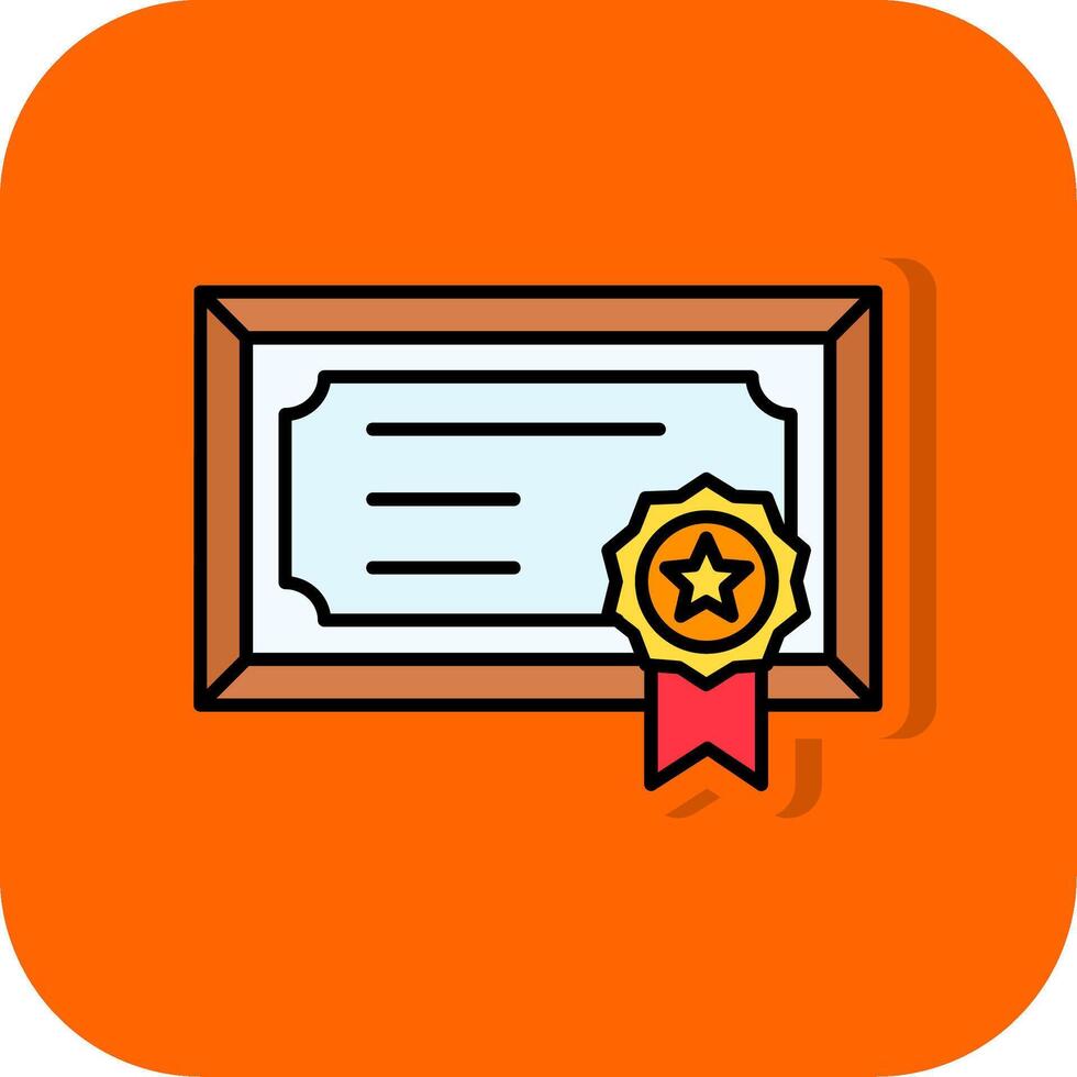 certificato pieno arancia sfondo icona vettore