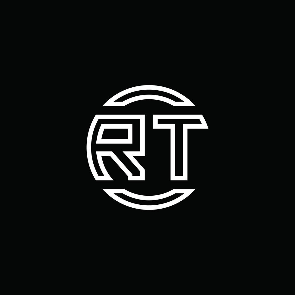 monogramma logo rt con modello di design arrotondato cerchio spazio negativo vettore