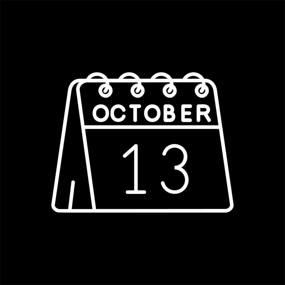 13 ° di ottobre linea rovesciato icona vettore
