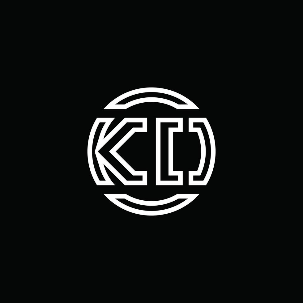 monogramma logo ko con modello di design arrotondato cerchio spazio negativo vettore