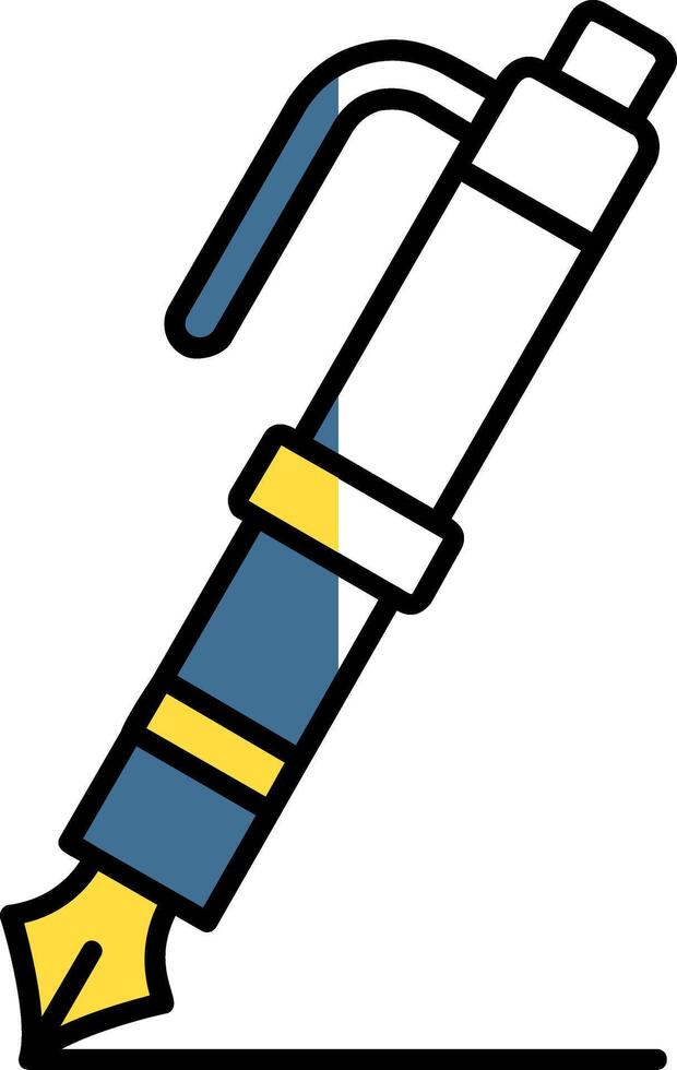 Fontana penna pieno metà tagliare icona vettore