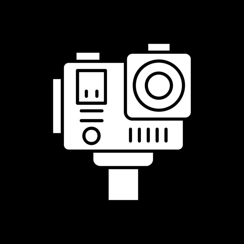icona del glifo della fotocamera d'azione invertita vettore