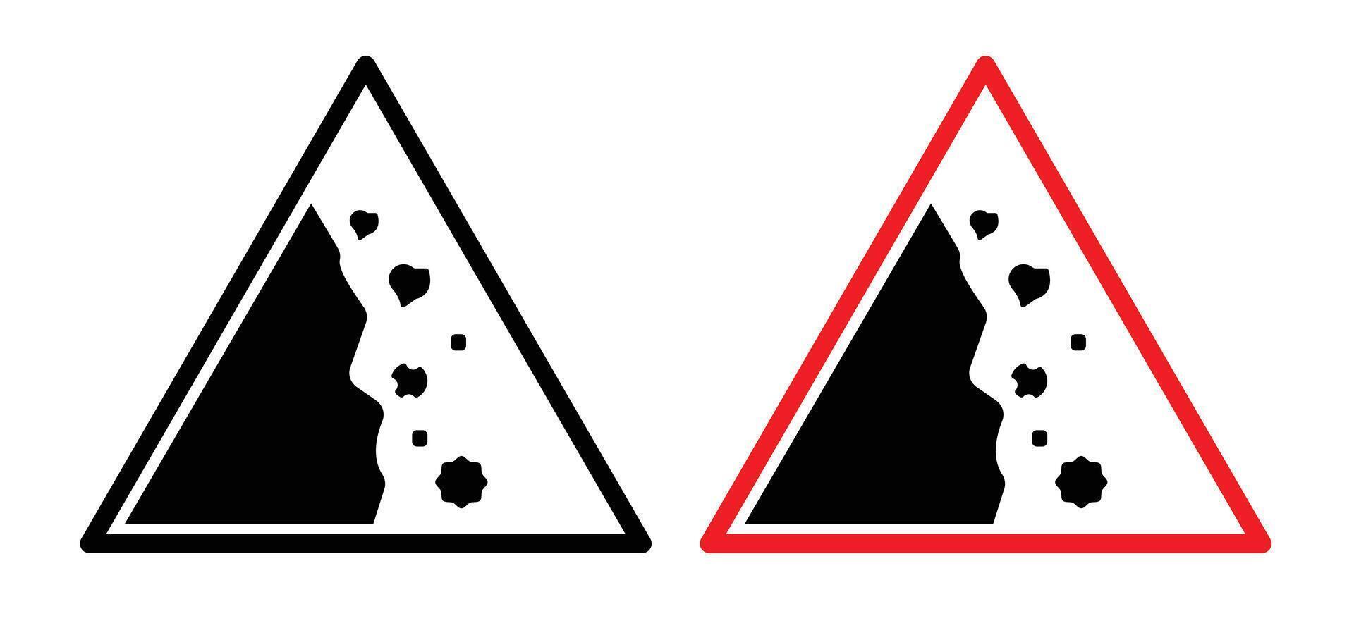 caduta rocce o detriti avvertimento strada cartello vettore