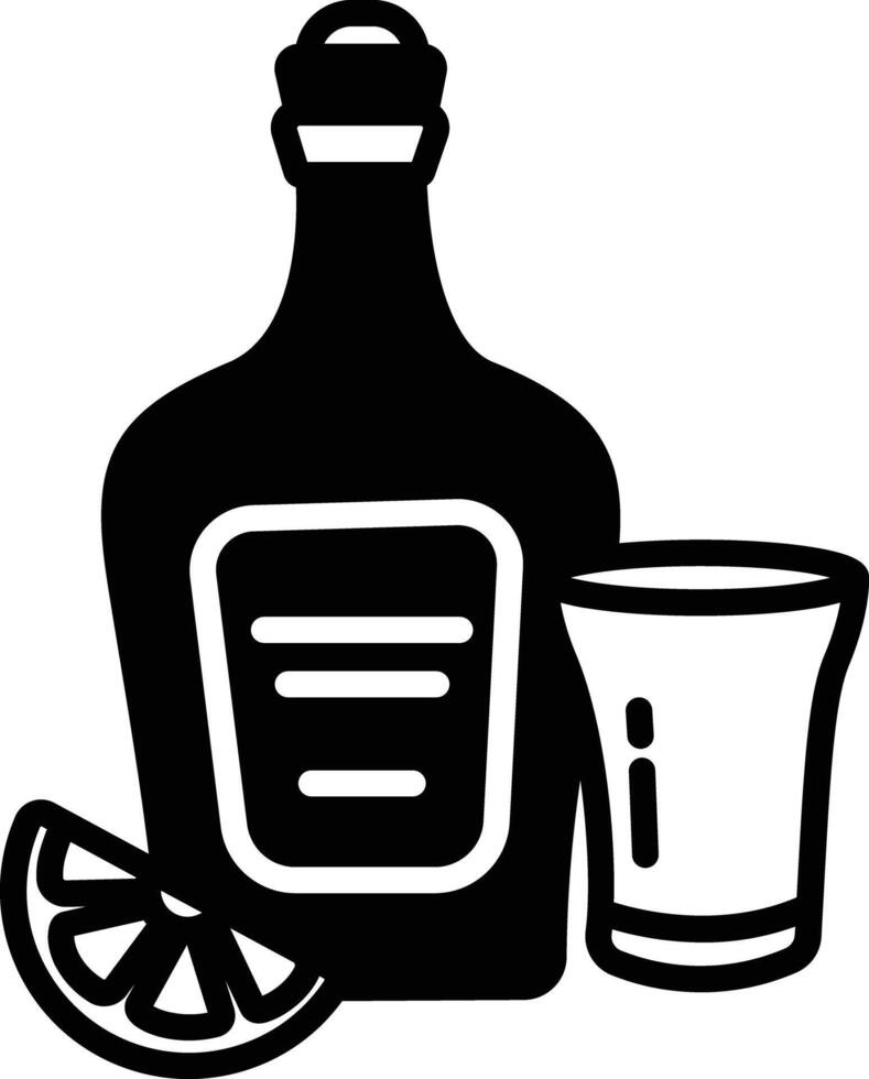 Tequila bevande glifo e linea vettore illustrazione