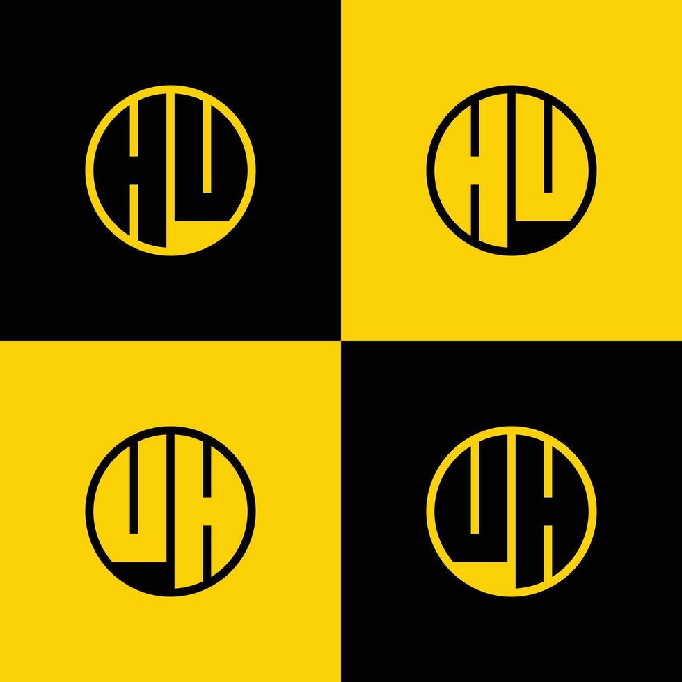 semplice eh e uh lettere cerchio logo impostare, adatto per attività commerciale con eh e uh iniziali vettore