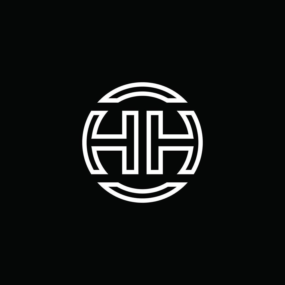 hh logo monogramma con modello di design arrotondato cerchio spazio negativo vettore