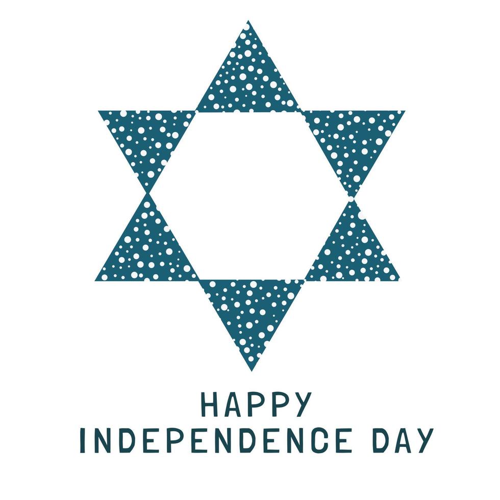 israele giorno dell'indipendenza vacanza design piatto icona stella di david forma con motivo a punti con testo in inglese vettore