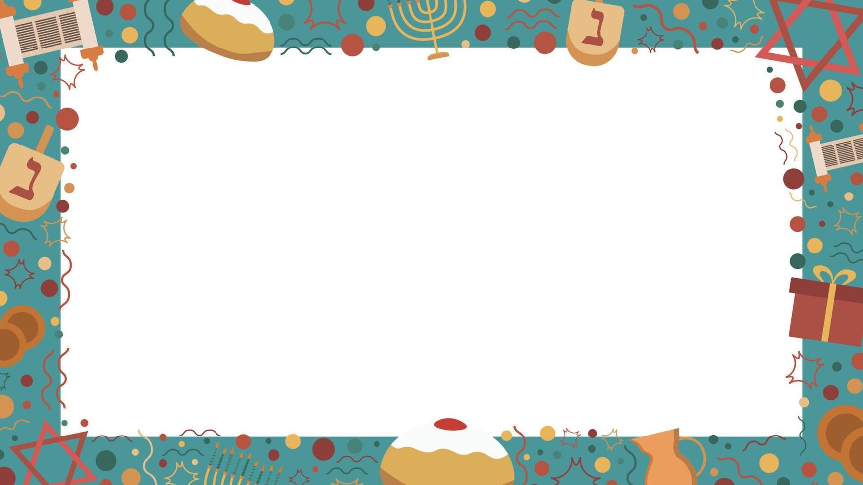 cornice con icone di design piatto per le vacanze di hanukkah vettore