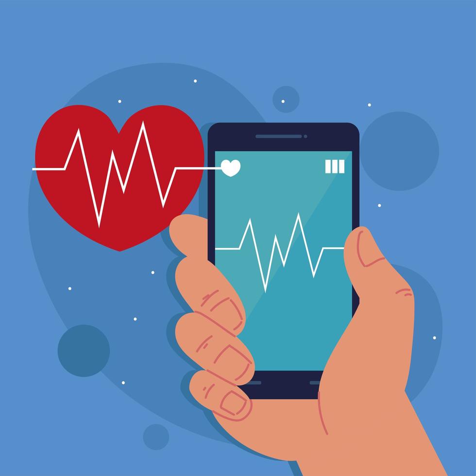 smartphone che mostra la frequenza del battito cardiaco vettore