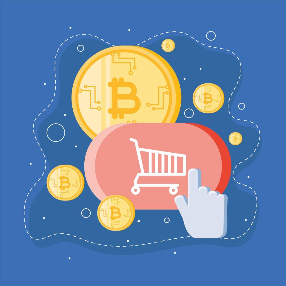 bitcoin per lo shopping online vettore