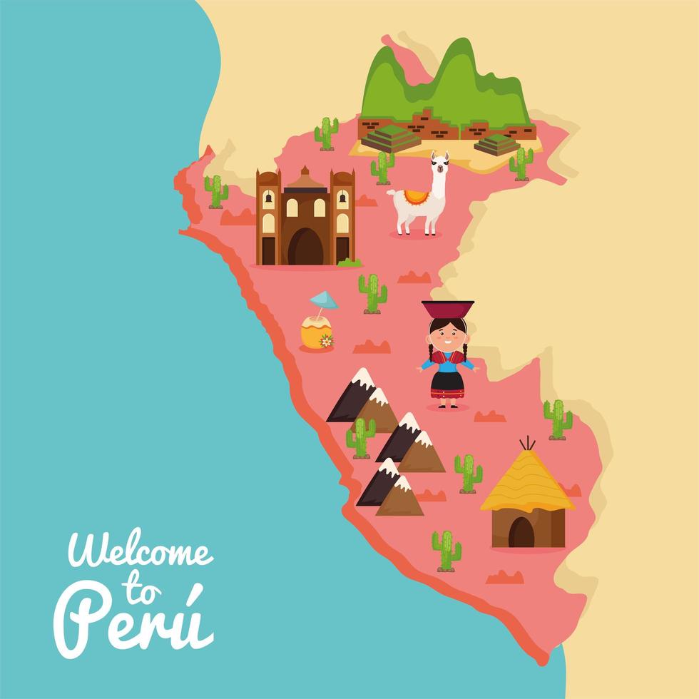 benvenuto in Perù lettere vettore