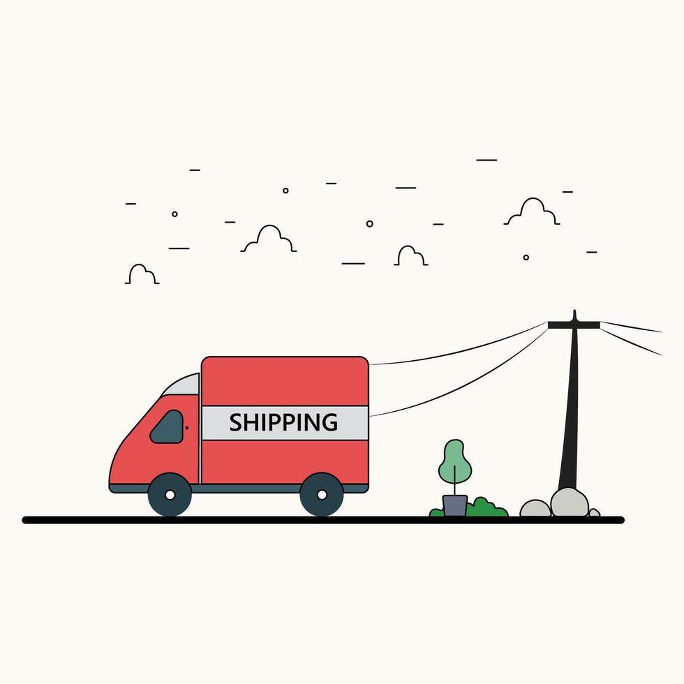 logistica mezzi di trasporto spedizione Corriere carico illustrazione semplice concetto piatto camion vettore logo