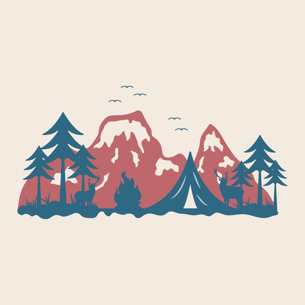 logo design grafico avventura montagna all'aperto retrò Vintage ▾ etichetta abbigliamento modello semplice concetto illustrazione vettore
