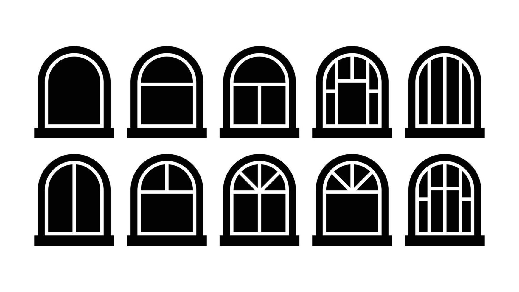 collezione di forme di dieci finestre ad arco vettore