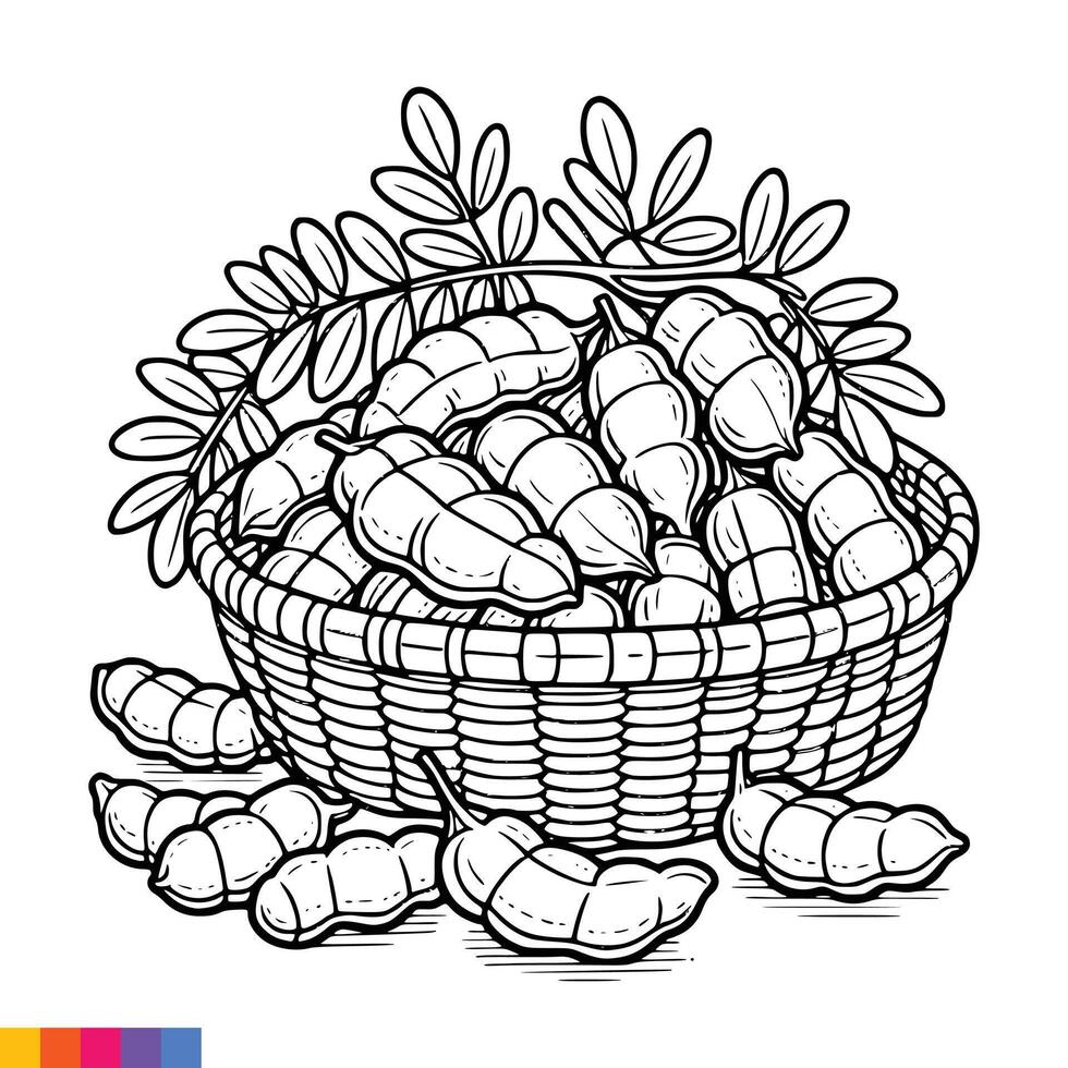 frutta cestino linea arte illustrazione per il colorazione libro. frutta colorazione pagina. vettore grafica