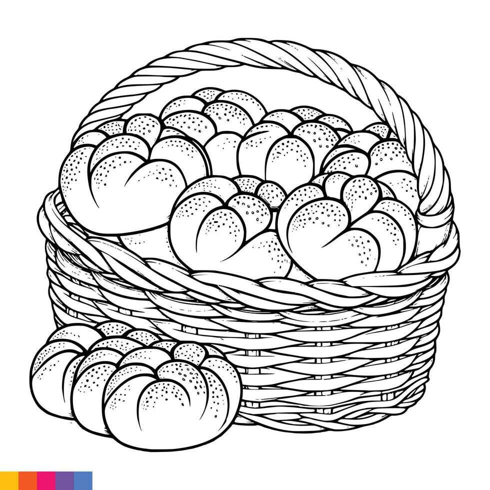 forno cestino. forno cibo mano disegnato linea arte illustrazione per il colorazione libro. cibo linea arte per un' colorazione pagina. Vintage ▾ schizzo vettore grafica.