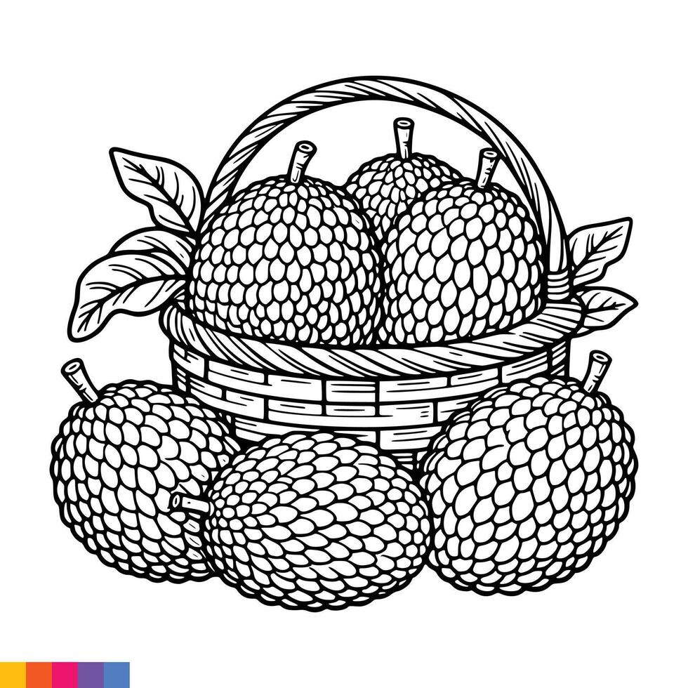 frutta cestino linea arte illustrazione per il colorazione libro. frutta colorazione pagina. vettore grafica