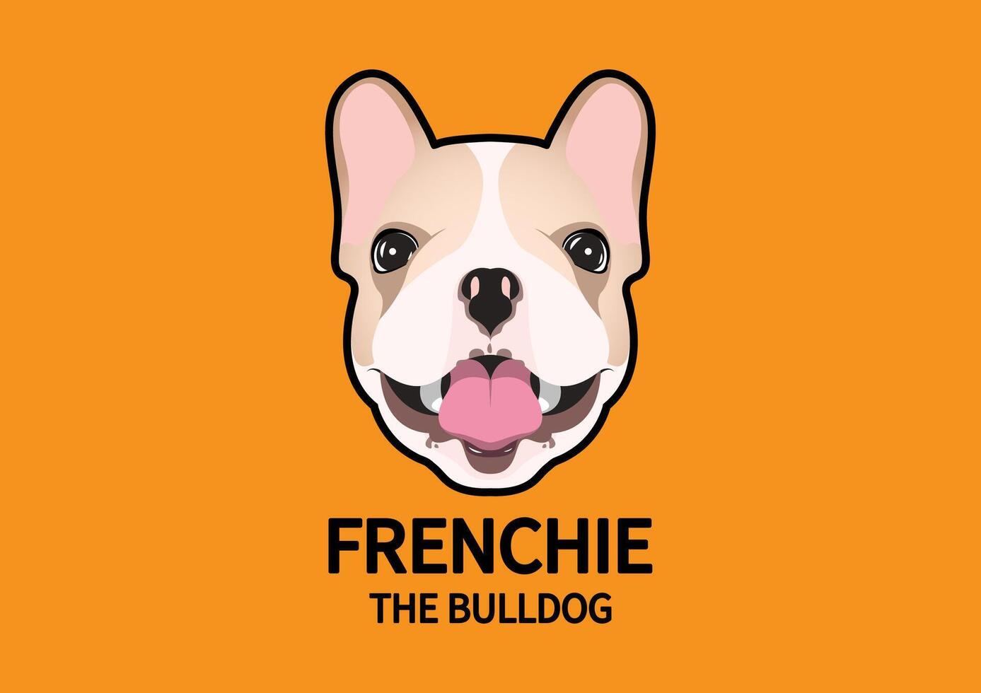 francese bulldog viso con bocca Aperto stile ritratto nel arancia sfondo vettore