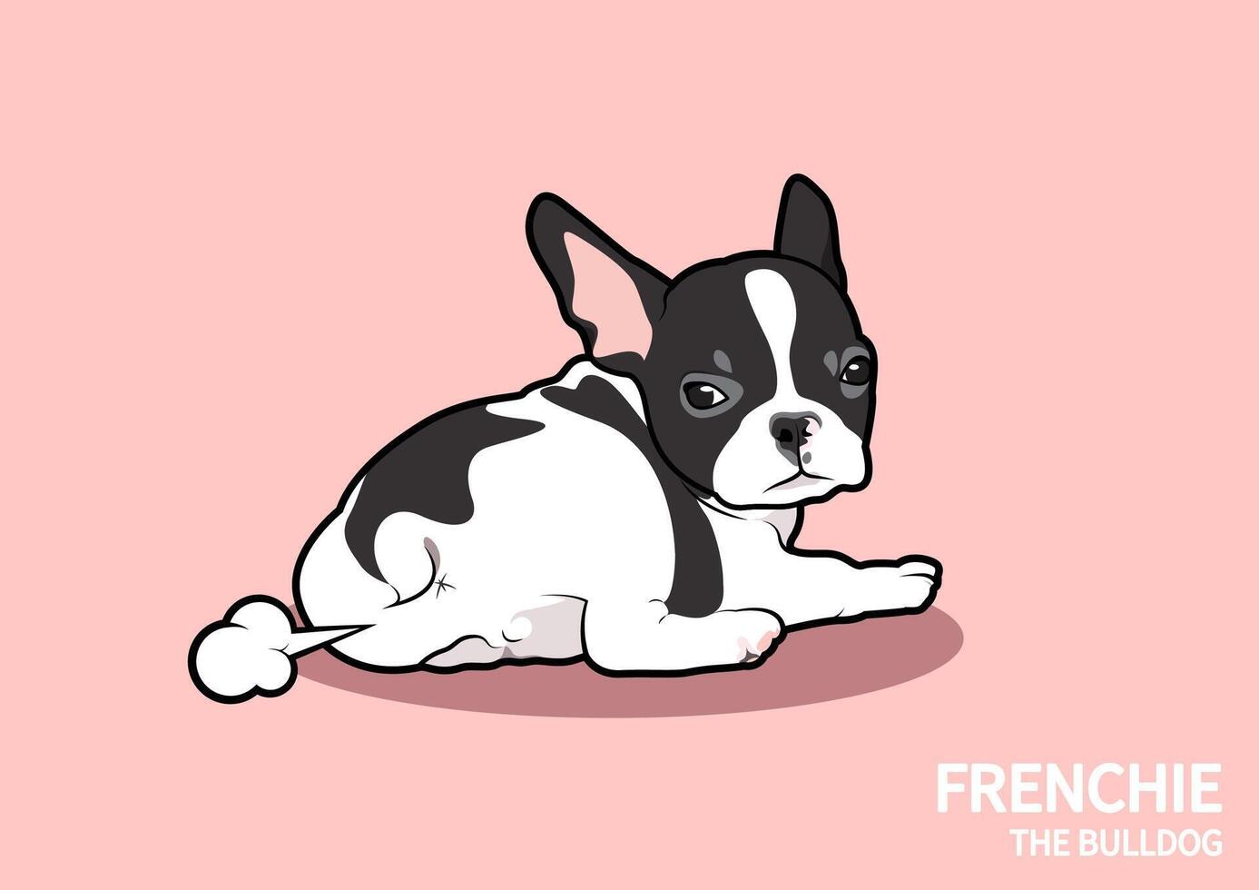 un' carino nero e bianca francese bulldog cucciolo vettore