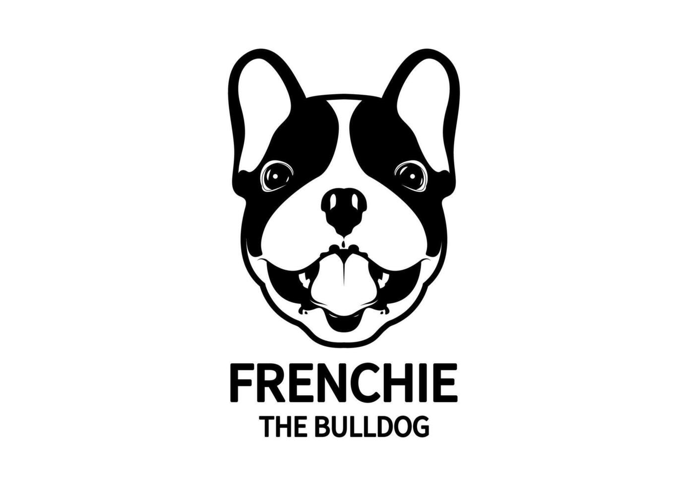 francese bulldog viso con bocca Aperto stile ritratto nel nero e bianca vettore