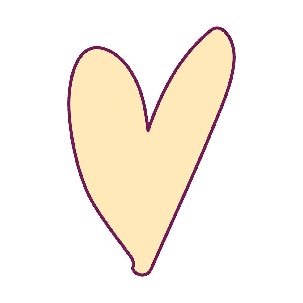 giallo cartone animato mano disegnato vettore cuore elemento