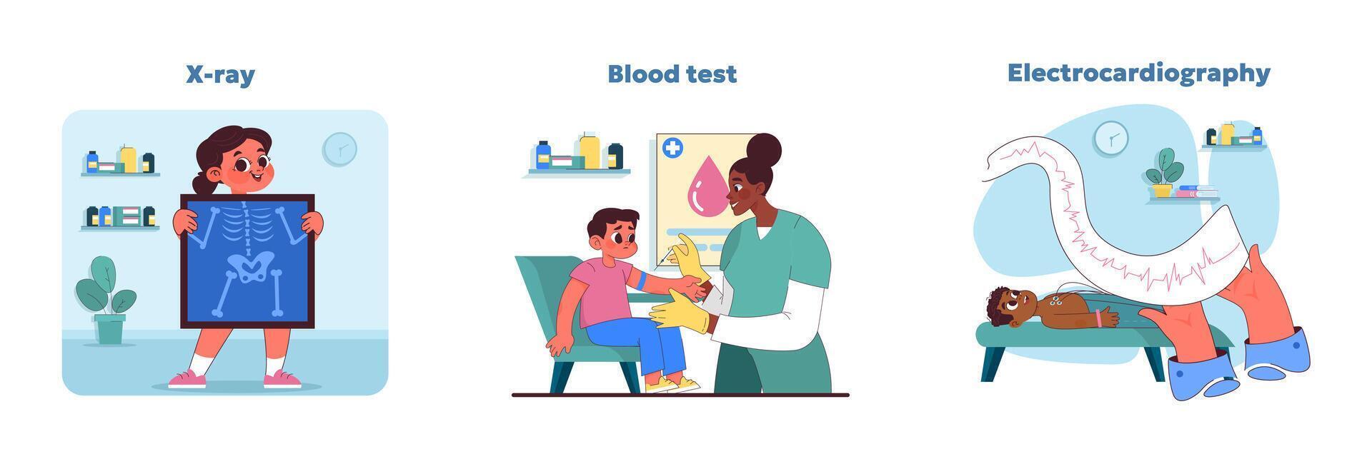 diagnostico procedure impostare. vettore illustrazione