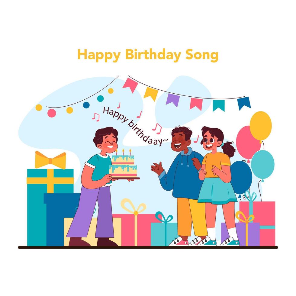 contento compleanno canzone concetto. piatto vettore illustrazione