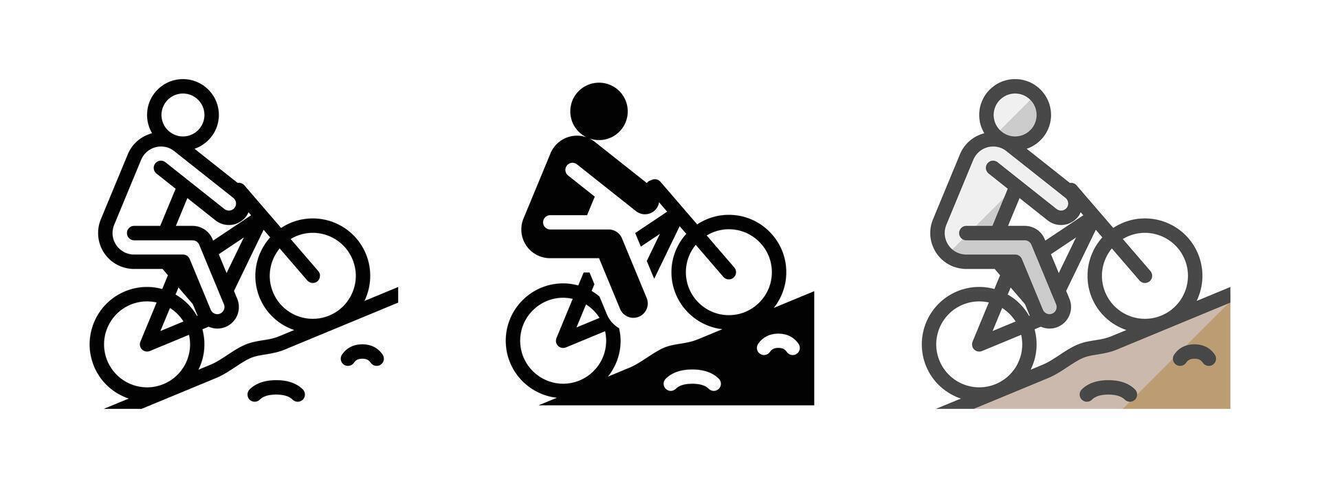 multiuso montagna bicicletta vettore icona nel schema, glifo, pieno schema stile