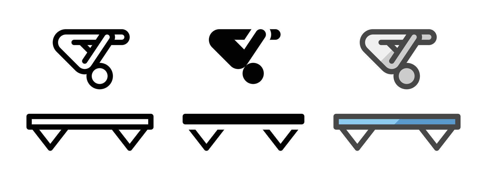 multiuso trampolino ginnastica vettore icona nel schema, glifo, pieno schema stile
