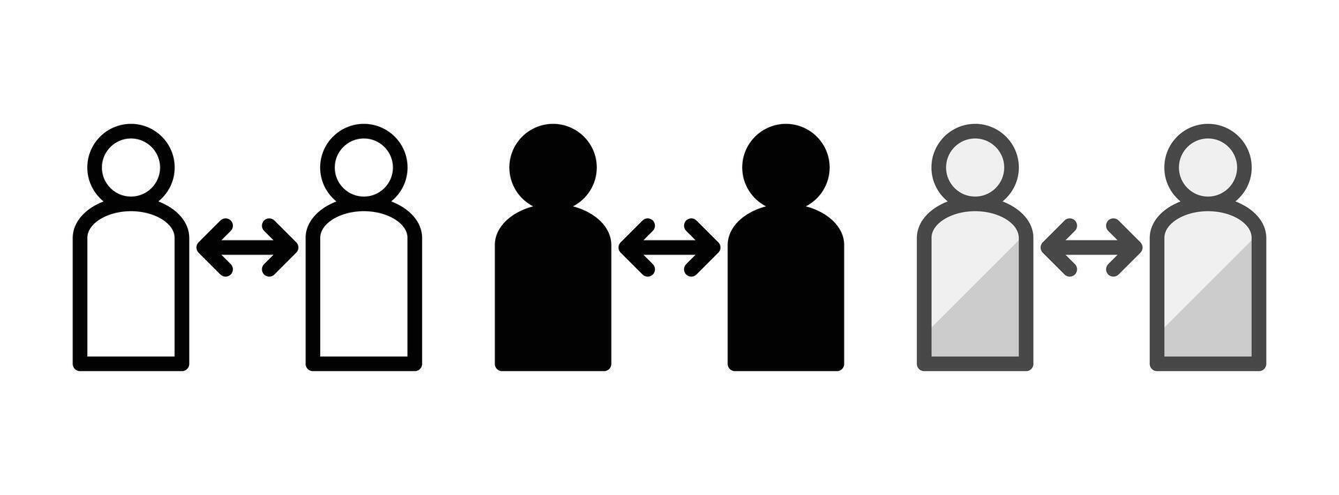 multiuso sociale distanziamento vettore icona nel schema, glifo, pieno schema stile