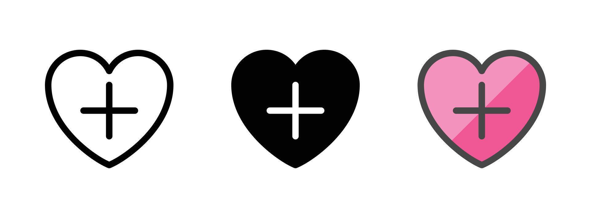 multiuso più cuore vettore icona nel schema, glifo, pieno schema stile